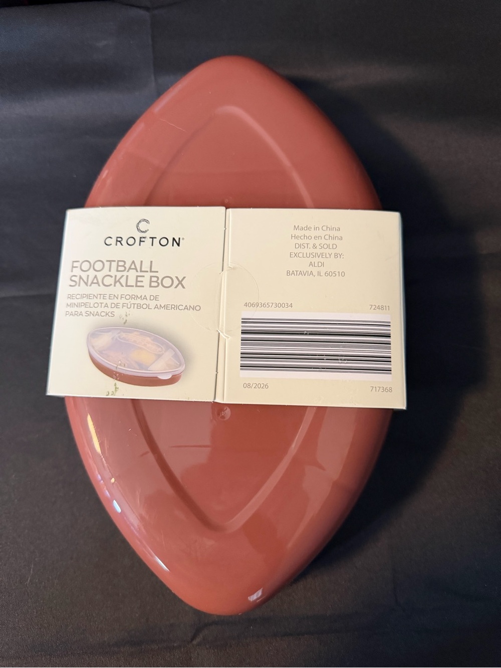 Croton Football Shaped Snackle Box - NEW - Picture 3 of 3
